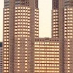 Shinjuku, Pink-lighted Tokyo Metropolitan Government Office Building.